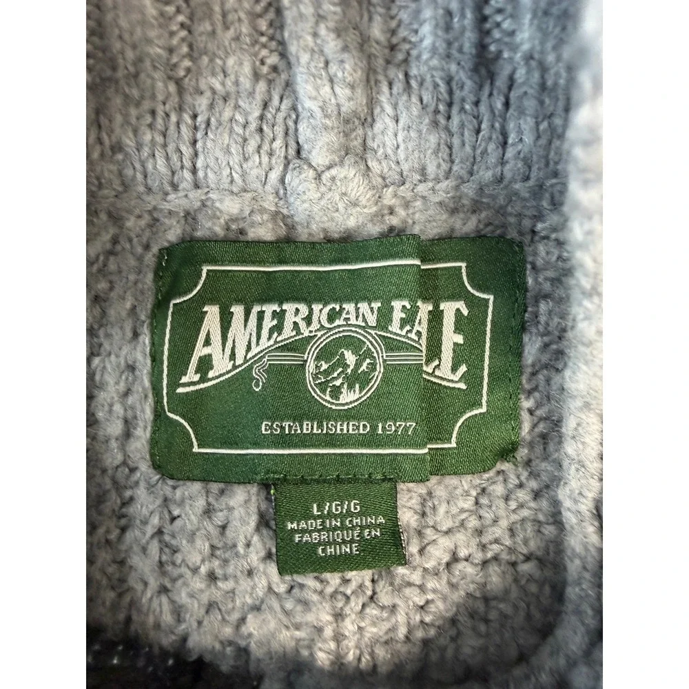 American Eagle Roll Neck Cable Knit Gray Sweater Large Oversized - Picture 7 of 8